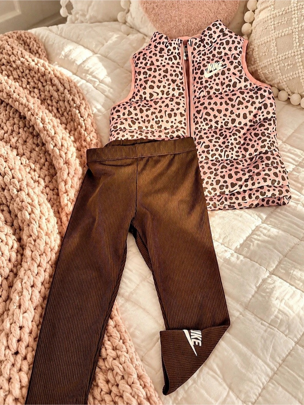 Nike Kids Pink Animal Print Matching Set Nike Toddler Girl Size 2T 💕🤎